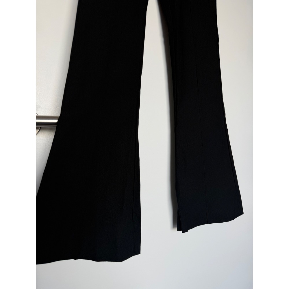 Massimo Dutti Black High Waisted Flare Pintuck Seam Side Zip Trousers Pants - Picture 5 of 15